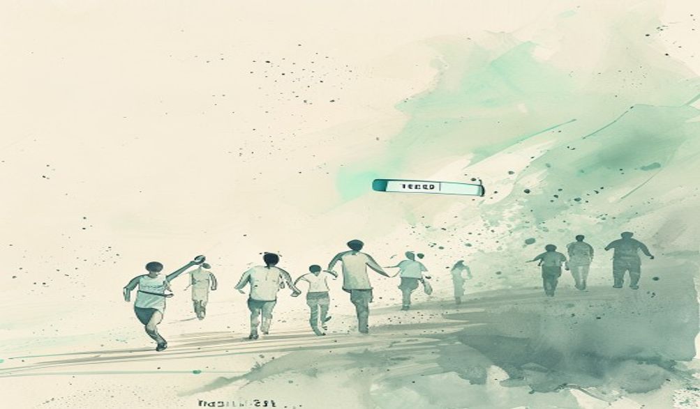 A relay race where a baton labeled 'Medical Cost' 