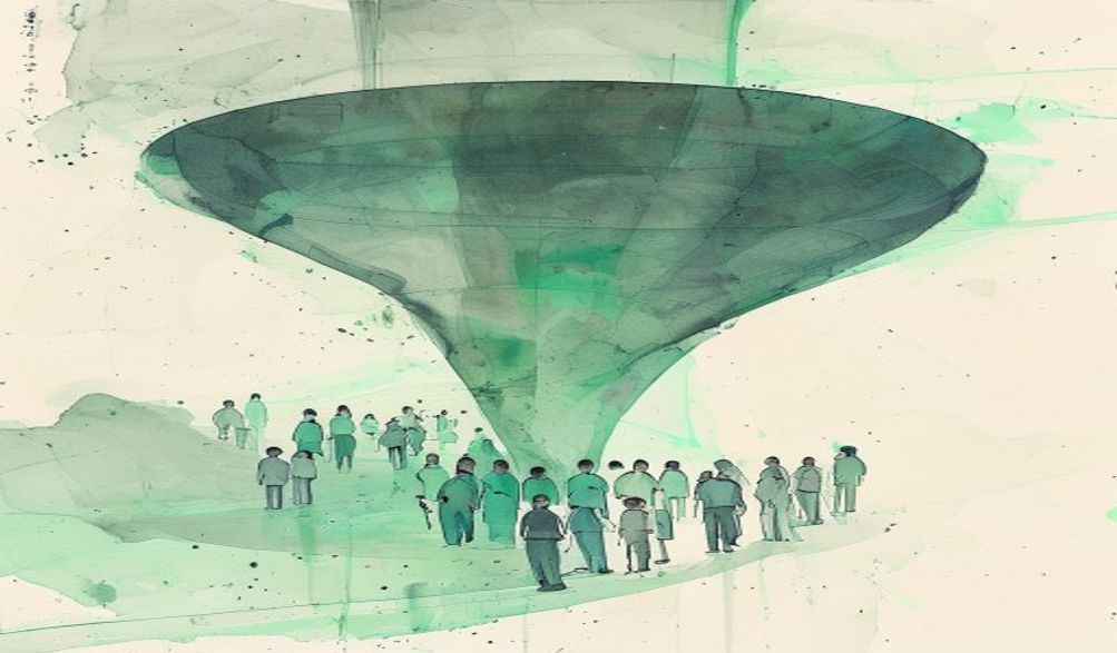 A giant funnel where diverse patients are forced i