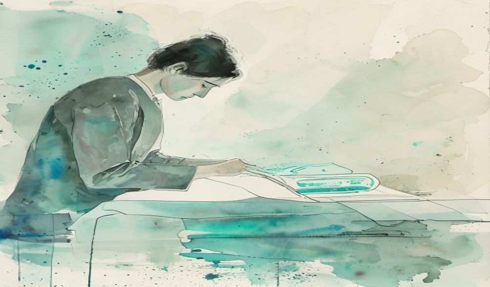 A tailor meticulously measuring a piece of fine fa